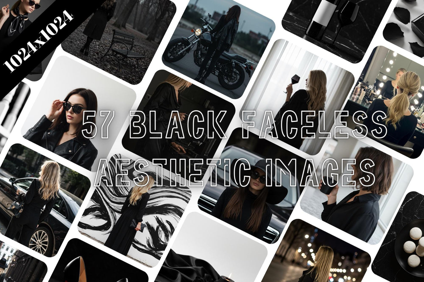 Black Faceless Stock Images | Chic PNGs for Social Media (Digital Download)