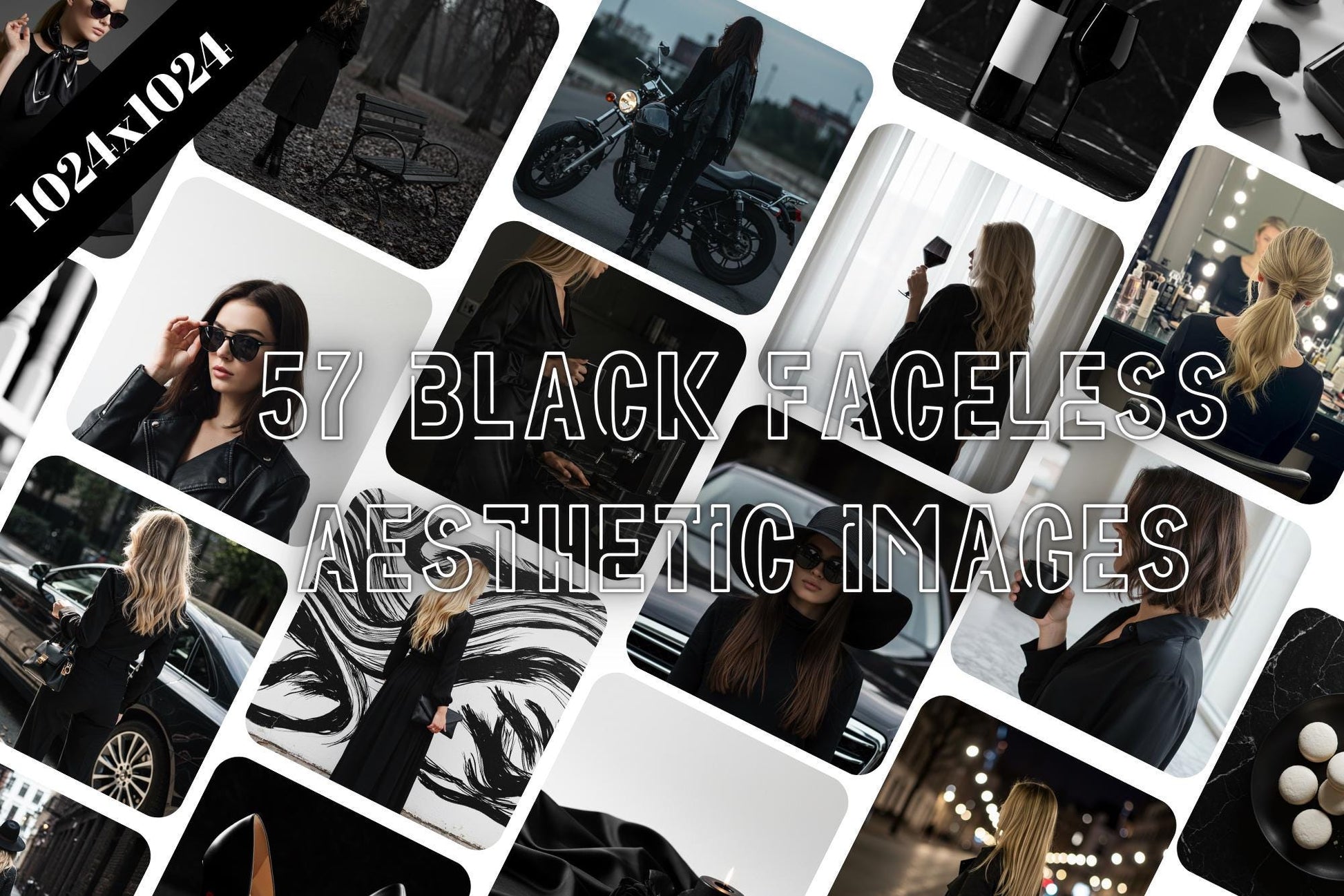 Black Faceless Stock Images | Chic PNGs for Social Media (Digital Download)