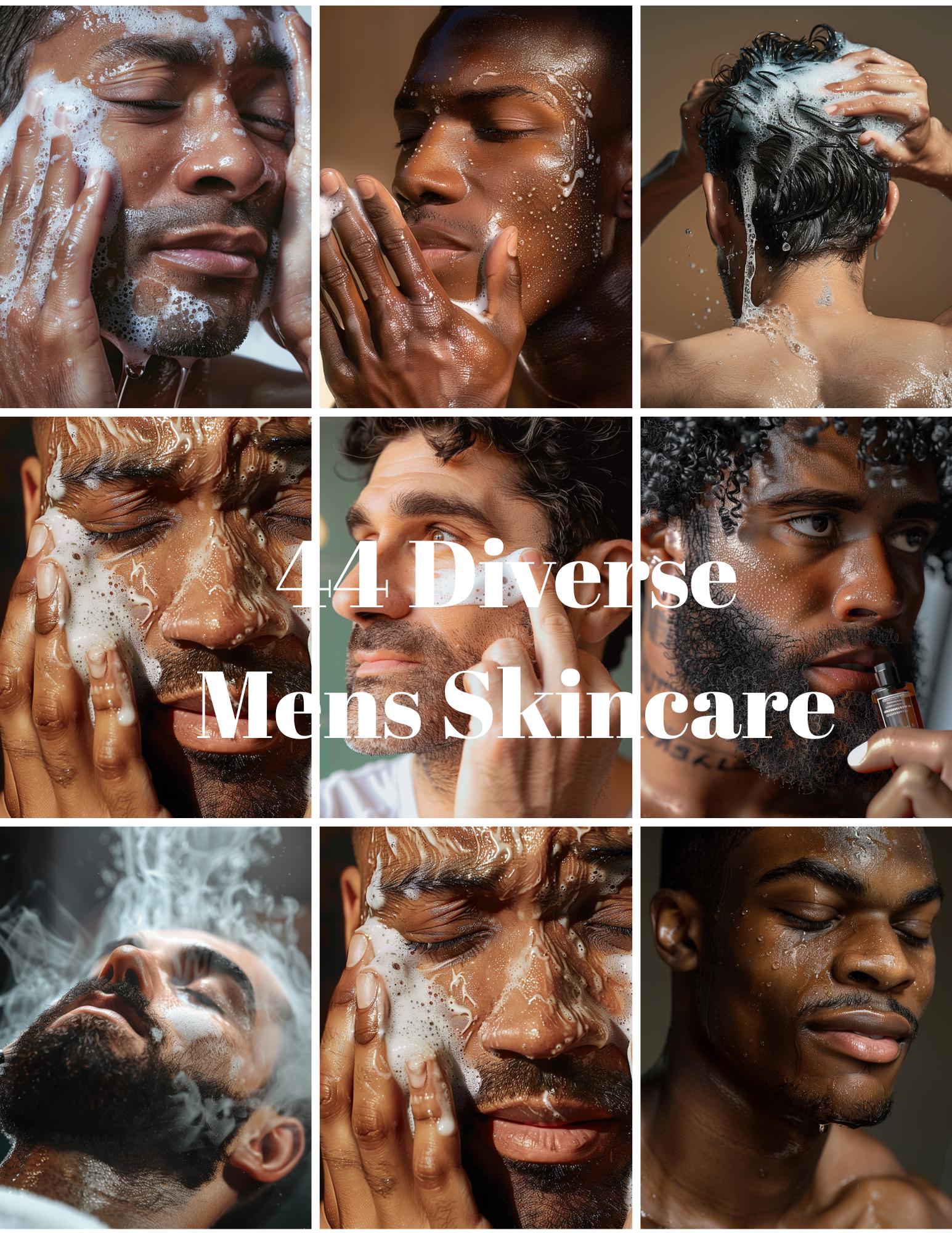 44 Diverse Men's Skincare Stock Photos for Marketing (Digital Download)