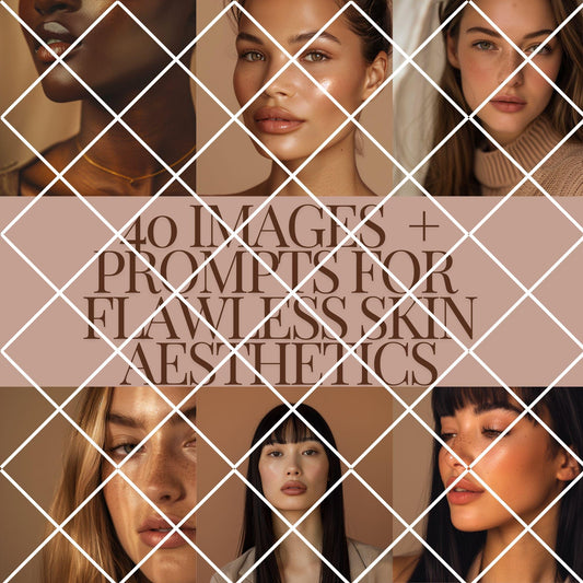 Flawless Skin AI Prompts + HD Stock Images | Canva, Midjourney (Digital Download)