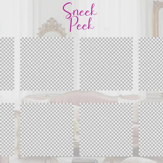 Glam Frame PNGs | Chic Coquette Style, Bows, Pearls (Digital Download)