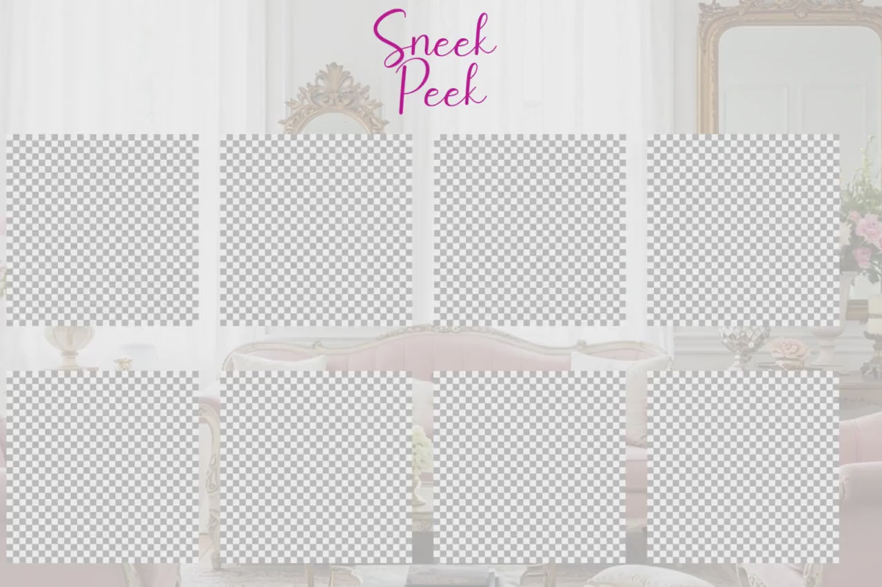 Glam Frame PNGs | Chic Coquette Style, Bows, Pearls (Digital Download)